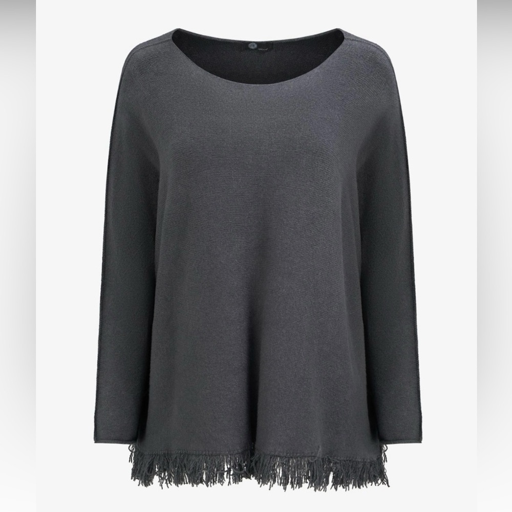 🌟HOST PICK!🌟 BNWT 🖤 M Made in Italy Boat-Neck Fringe Knit Sweater - Picture 3 of 3
